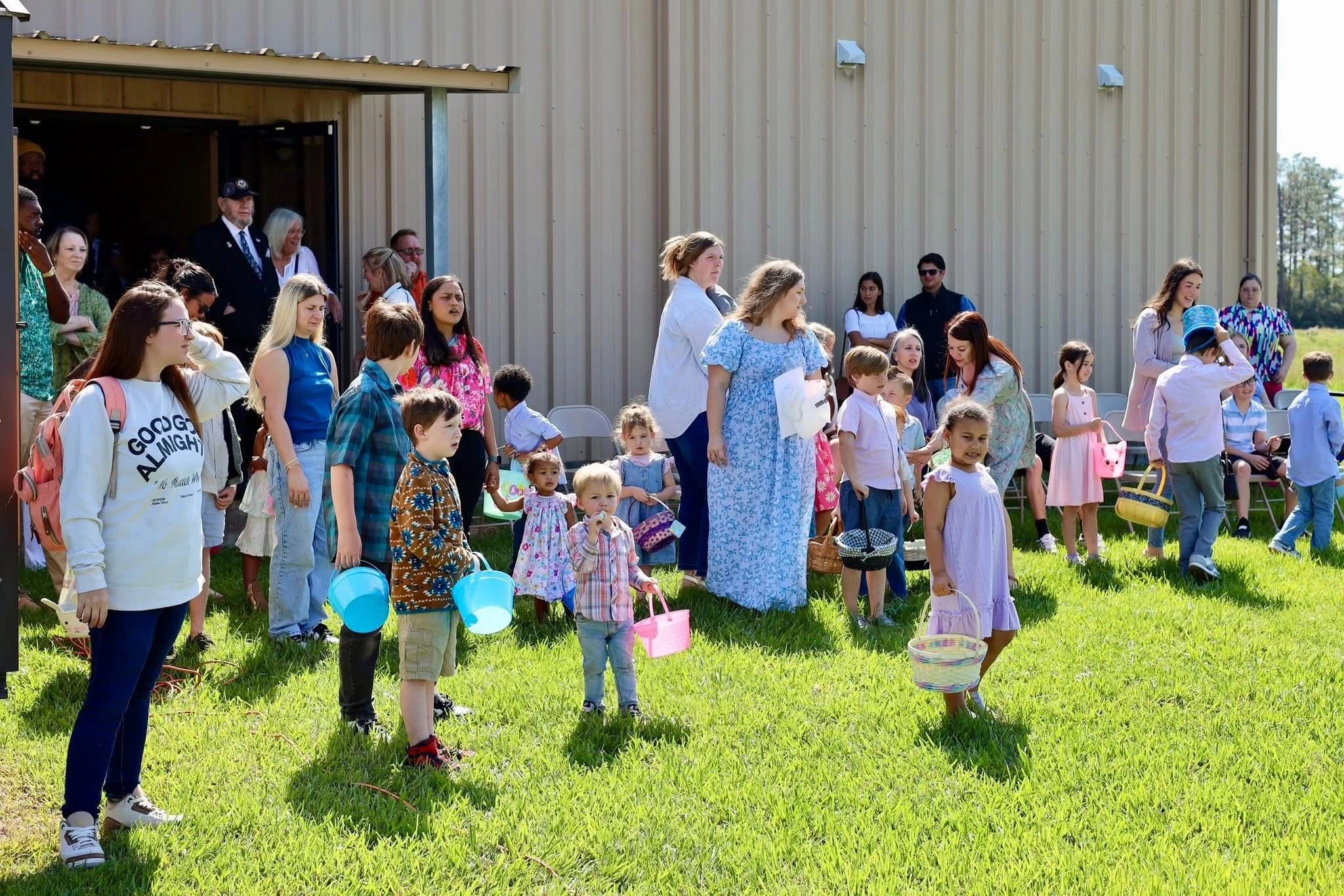 Faith Community Church families gathering for Easter